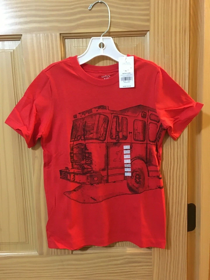 New Carter's Firetruck Boys Shirt Top Red many sizes - Image 1 of 1