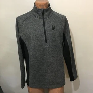 Spyder L Outbound Gray Black Fleece 1/4 Zip Pullover Sweater - Picture 1 of 5