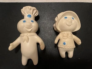Muñecas de goma suave vintage 1971 Pillsbury Dough Boy y 1972 Poppie Dough Girl - Imagen 1 de 5