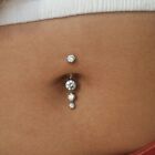 1Ct Cubic Zirconia Belly Piercing Ring 14k White Gold Plated Sterling Silver 925