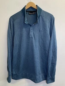 Under Armour UA Storm Golf Sweater Pullover 1/4 Snap Button Mockneck Mens L Blue - Picture 1 of 11