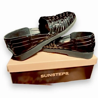 Sunsteps Shoes Mens 12 M Black Broadbay Woven Leather Slip on Huarache Sandal US - Image 1 of 4