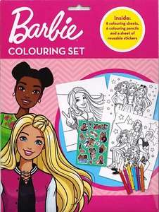 Barbie Colouring Set Children Drawing Sticker Activity Pack & Colour Pencils - Picture 1 of 3