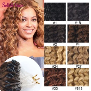  Ombre Body Wavy&curly Loop Micro Rings Beads 100% Remy Human Hair Extensions - Picture 1 of 48