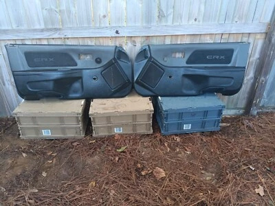 Par de molduras de tarjeta de panel de puerta Si Honda CRX 1990 91 raro OEM negro/gris Foto 1 de 4