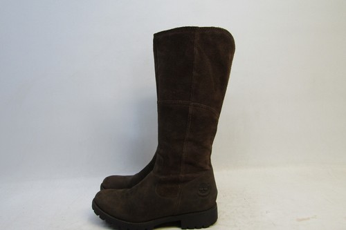 Stivali Timberland donna taglia 8 M marroni scamosciati zip 14" asta moda