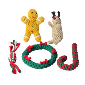 Christmas Pet Cotton Rope Candy Cane Toy Sets - Picture 1 of 7