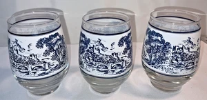 Lot 3 Vintage 4,5’’ Libbey Wedgewood Countryside Blue 12 oz. Tumbler Gläser - Bild 1 von 6
