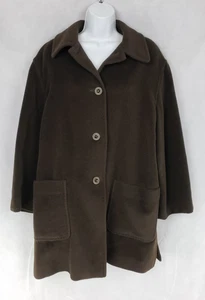 Cinzia Rocca Swing Pea Coat Brown Cashmere/Wool Lined Made Italy Front Pockets - Foto 1 di 10