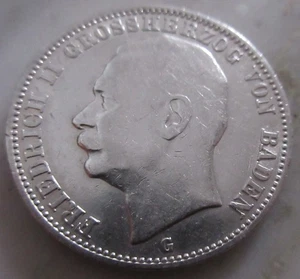 MDS IMPERIO ALEMÁN IMPERIO BADEN TRES 3 MARCOS 1909 G "FRIEDRICH", PLATA # - Imagen 1 de 2