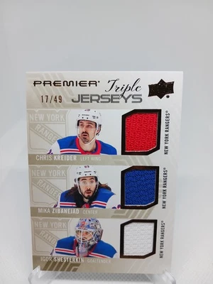 2024-25 Premier Hockey Triple Jersey Chris Kreider Mika Zibanejab Igor... - Image 1 of 2