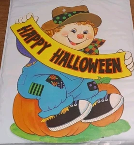 Vintage Halloween Papier Stanzdeko doppelseitig Vogelscheuche - Bild 1 von 7
