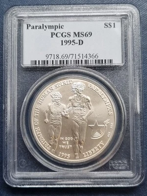 1995 D One Dollar Silver Commemorative PARALYMPICS - PCGS MS69 - #92451 - Image 1 of 2