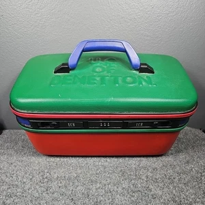 Vintage United Colors Benetton Kosmetikkoffer Hartschalenkoffer mit Tablett und Spiegelschloss ohne Schlüssel - Bild 1 von 13