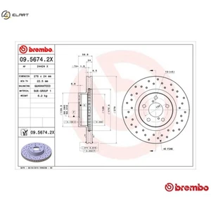 2x BRAKE DISC 09.5674.2X FOR TOYOTA SUBARU B3/Hatchback OUTBACK/LEGACY BRZ 2.0L - Picture 1 of 10