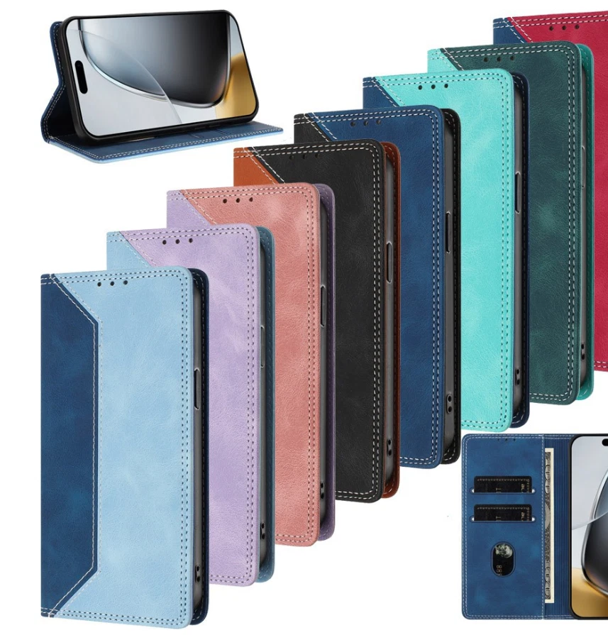 Funda tipo billetera de cuero con empalme para teléfono ZTE Blade A56 A76 A75 A53 V70 V60 V40 A36 Foto 1 de 4