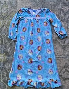 NWT Disney Elsa And Anna Flannel Blue Girls Nightgown Size 6 - Picture 1 of 5