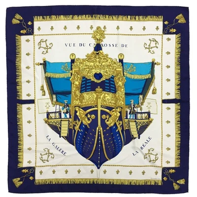 EGA HERMES VUE DU CARROSSE DE LA GALERE LA REALE Carre 90 Silk 100% Scarf/HE7104 - Image 1 of 4