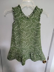 Janie And Jack Green Ivy Dress Size 5 Girls Textured Fabric Sleeveless Ruffle - Picture 1 of 7