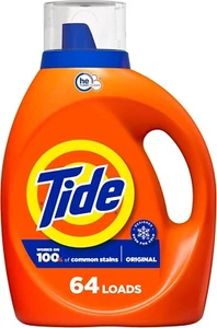 Detergente liquido per bucato Tide, originale, 64 carichi, 84 fl oz, compatibile HE - Foto 1 di 9