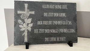ALLES HAT SEINE ZEI Trauergeschenk Trost Schiefer 20x30cm Trauer Tafel 8 - Bild 1 von 3