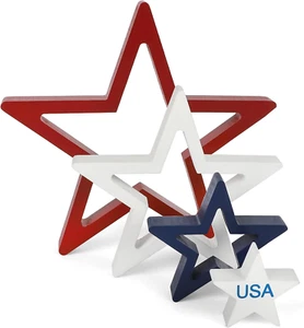 Set 4 Stelle Decorazioni 4 Luglio, Decorazione Rosso Bianco Blu, Memoriale Patriottico - Foto 1 di 12