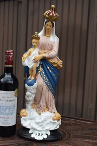 Antique flemish chalk madonna notre dame de victoires victory statue - Picture 1 of 7