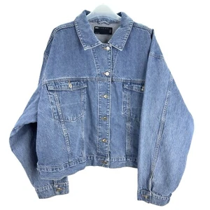 ASOS Design Curve Denim Jacket Size 22 Mid Wash Blue Button Front Oversized - Picture 1 of 21