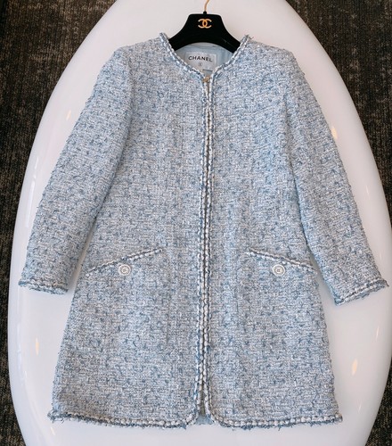 ☆PRE PROPRIETÀ☆2019 19C Abito Giacca in Tweed Chanel La Pausa FR 36 blu