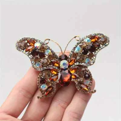 Vintage Rhinestone Butterfly Pin Ladies Luxury Elegant Animal Brooch Accessory - Image 1 of 4