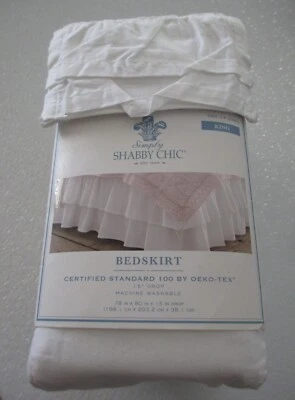 Nueva Falda de Cama Rachel Ashwell Simply Shabby Chic Blanca Doble Volantes - King Foto 1 de 4