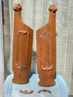 Antique Walnut Bed Parts PAIR CURVED FOOTBOARD LEGS w/Carving repair wood-lumber