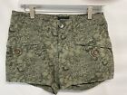 Marmot Casual Trail Shorts Army Green Floral Flat Front Pockets Cotton Blend 6