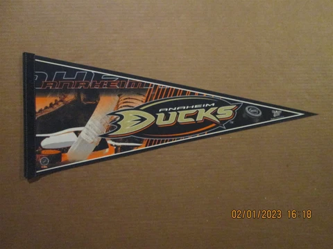 NHL Anaheim Ducks Vintage Circa 2000's Stick & Puck Team Logo Hockey Pennant Cover