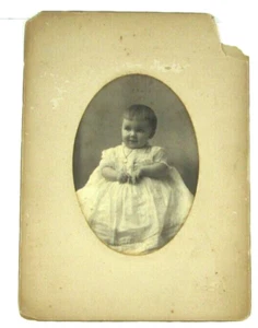 1800s 125 Street New York Cabinet Card Child Christening Gown Necklace - Picture 1 of 4