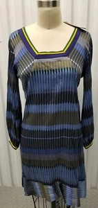 A COMMON THREAD Retro Mod Print Sky Silk Dress Medium New with Tag Anthropologie - Bild 1 von 11