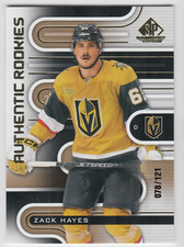 2022/23 UPPER DECK SP GAME USED ZACK HAYES RC /121 GOLD ROOKIES #156