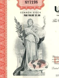 Billete de banco Unionamerica Inc 1976 certificado de acciones Jeffries Banknote - Imagen 1 de 3