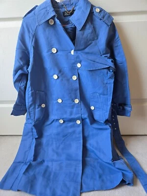 NWT J.Crew Relaxed trench coat lightweight shiny nylon Blue P4 $328 (Runs Large) - Image 1 of 4
