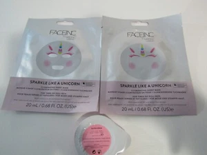 FACE INC NAILS INC SPARKLE UNICORN FACE MASK X 2 + SILVER STREAK PEEL OFF MASK - Picture 1 of 2