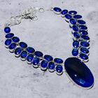 Sapphire(Simulated), Blue Topaz 925 Sterling Silver Jewelry Necklace 18" E353