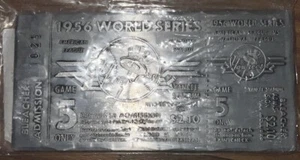 1956 World Series Metal Ticket Yankees Game 5 - New - Picture 1 of 3