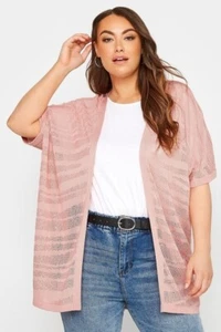 Plus Size 34/36 Yours Pink Stripe Short Sleeve Cardigan - BRAND NEW - Picture 1 of 1