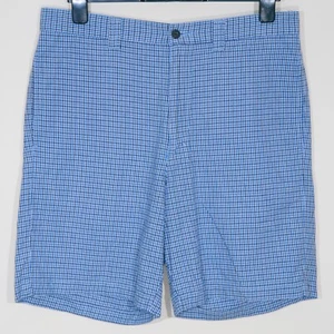 Guess Men's Blue Black Check Vintage Casual Pocketed Zip Fly Bermuda Shorts W34 - Picture 1 of 12