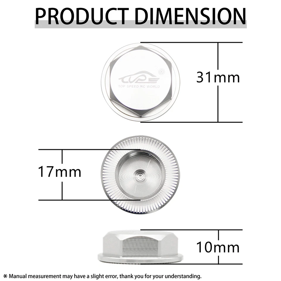 5pcs RC 1/5 CNC Aluminum Dust Proof Hex Wheel Nut Cap For HPI RV Baja 5B 5T 5SC - Image 1 of 4