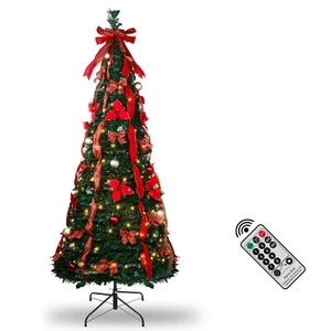 6.5FT Pre-Lit Christmas Tree Fully Pull-Up Decorated with 200LED Light & Remote - Picture 1 of 9