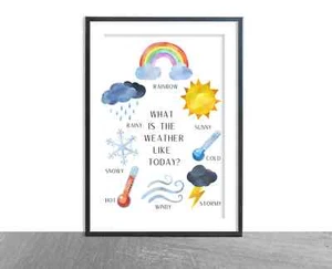 Weather Children's nursery\bedroom print- what is the weather like today- kids - Picture 1 of 2