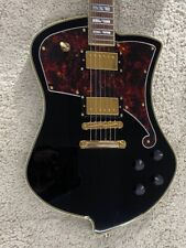 D'Angelico Limited Deluxe Ludlow Solid Body Guitar, Solid Black, DADLUDSBKGS for sale