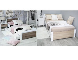 Bett Einzelbett Jugendbett Massiv Stabiles Lattenrost Matratze 2 Farben 90x200 - Bild 1 von 6