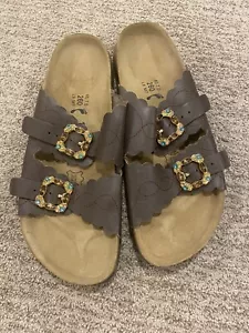 Sandalias Birkenstock Betula Marrón Estrás Adornadas EE. UU. Mujer’s 9 Nuevas - Imagen 1 de 4